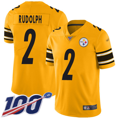 Steelers #2 Mason Rudolph Gold Men’s Stitched Football Limited Inverted Legend 100th Season Jersey