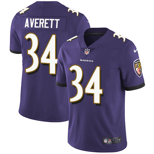 Nike Ravens #34 Anthony Averett Purple Team Color Men’s Stitched NFL Vapor Untouchable Limited Jersey