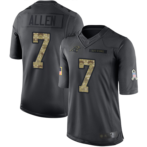 Panthers #7 Kyle Allen Black Men’s Stitched Football Limited 2016 Salute to Service Jersey