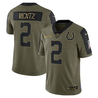 Men’s Indianapolis Colts #2 Carson Wentz Nike Olive 2021 Salute To Service Limited Player Jersey