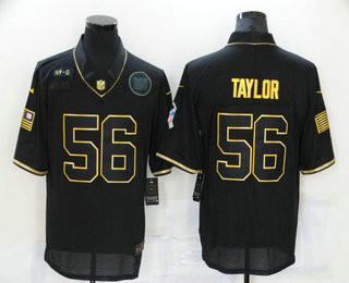 Men’s New York Giants #56 Lawrence Taylor Black Gold 2020 Salute To Service Stitched NFL Nike Limited Jersey