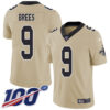 Nike Saints #9 Drew Brees Gold Men’s Stitched NFL Limited Inverted Legend 100th Season Jersey