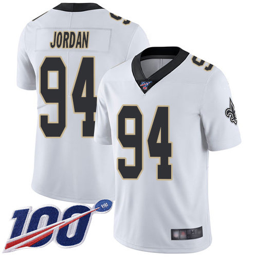 Nike Saints #94 Cameron Jordan White Men’s Stitched NFL 100th Season Vapor Limited Jersey