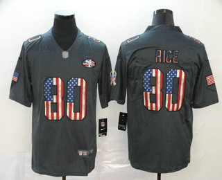 Men’s San Francisco 49ers #80 Jerry Rice 2019 Black Salute To Service USA Flag Fashion Limited Jersey