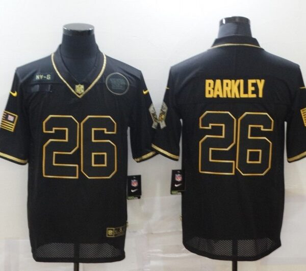 Men’s New York Giants #26 Saquon Barkley Black Gold 2020 Salute To Service Stitched NFL Nike Limited Jersey