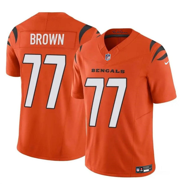 Men’s Cincinnati Bengals #77 Trent Brown Orange 2024 F.U.S.E. Vapor Untouchable Limited Stitched Jersey