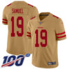 Nike 49ers #19 Deebo Samuel Gold Men’s Stitched NFL Limited Inverted Legend 100th Season Jersey