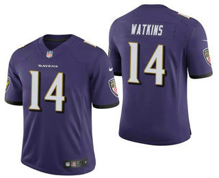 Men’s Baltimore Ravens #14 Sammy Watkins Purple 2021 Vapor Untouchable Stitched NFL Nike Limited Jersey