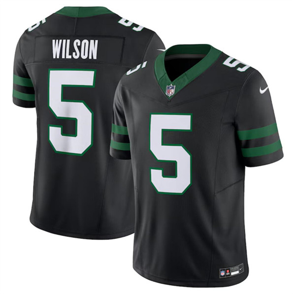 Men’s New York Jets #5 Garrett Wilson Black 2024 F.U.S.E. Vapor Limited Football Stitched Jersey