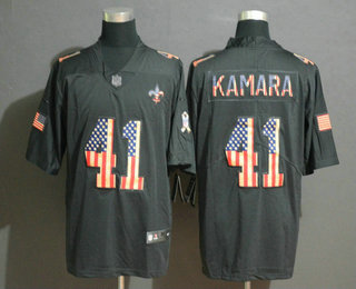 Men’s New Orleans Saints #41 Alvin Kamara 2019 Black Salute To Service USA Flag Fashion Limited Jersey