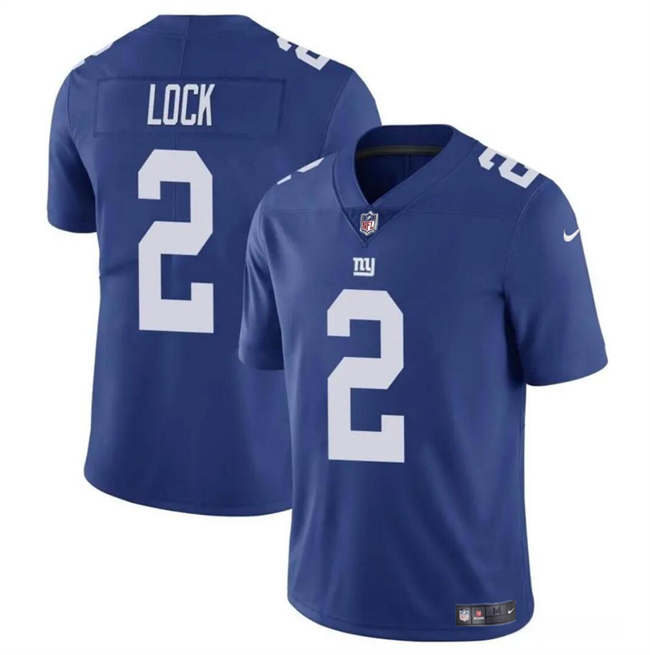 Men’s New York Giants #2 Drew Lock Blue Vapor Untouchable Limited Football Stitched Jersey