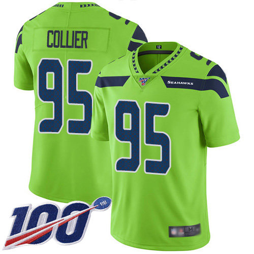Nike Seahawks #95 L.J. Collier Green Men’s Stitched NFL Limited Rush 100th Season Jersey