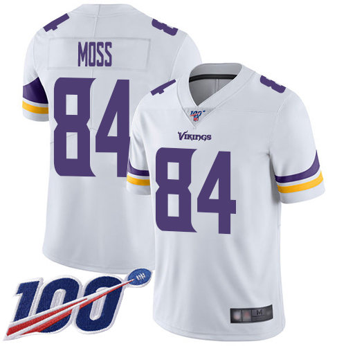 Size XXXXL Nike Vikings #84 Randy Moss White Men’s Stitched NFL 100th Season Vapor Limited Jersey