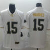 Men’s Kansas City Chiefs #15 Patrick Mahomes White 100th Season Golden Edition Jersey