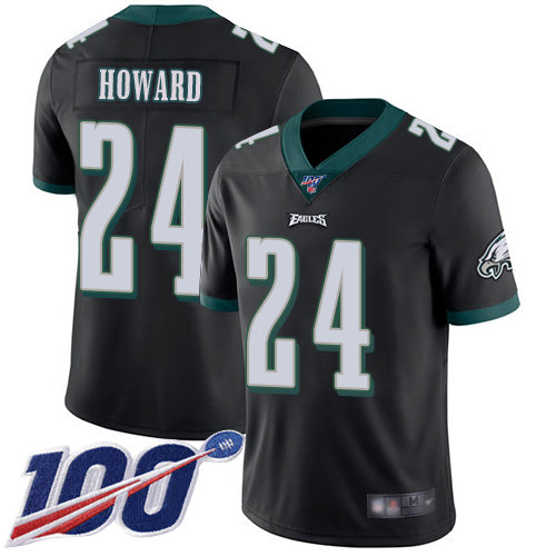Nike Eagles #24 Jordan Howard Black Alternate Men’s Stitched NFL 100th Season Vapor Limited Jersey