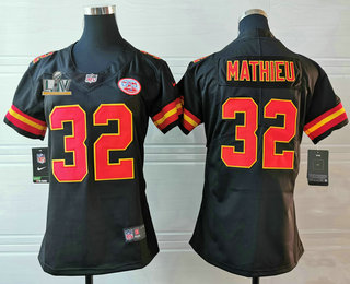 Women’s Kansas City Chiefs #32 Tyrann Mathieu Black 2021 Super Bowl LV Vapor Untouchable Stitched Nike Limited NFL Jersey