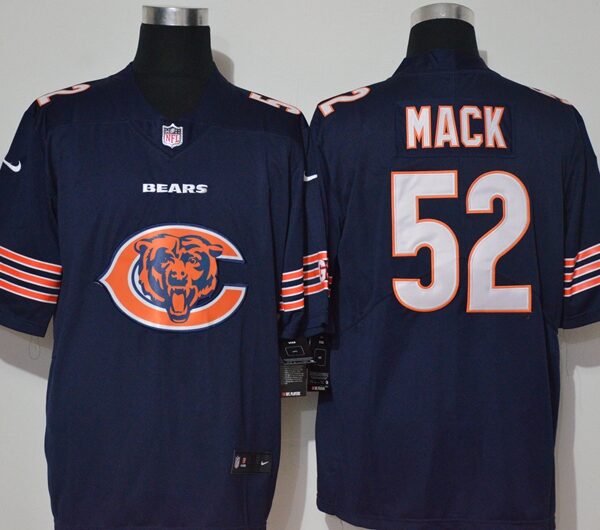 Men’s Chicago Bears #52 Khalil Mack Navy Blue 2020 Big Logo Vapor Untouchable Stitched NFL Nike Fashion Limited Jersey