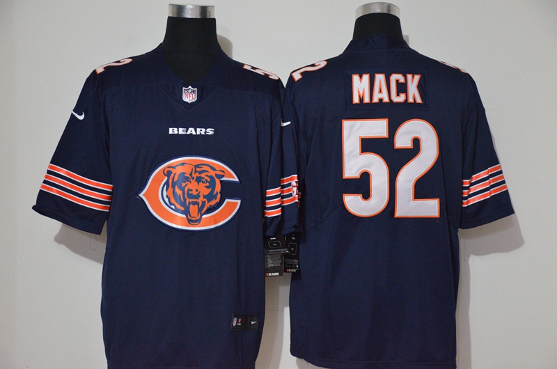 Men’s Chicago Bears #52 Khalil Mack Navy Blue 2020 Big Logo Vapor Untouchable Stitched NFL Nike Fashion Limited Jersey