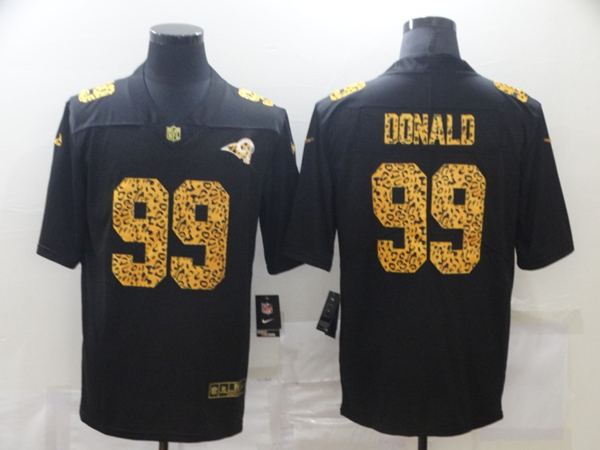 Men’s Los Angeles Rams #99 Aaron Donald 2020 Black Leopard Print Fashion Limited Football Stitched Jersey