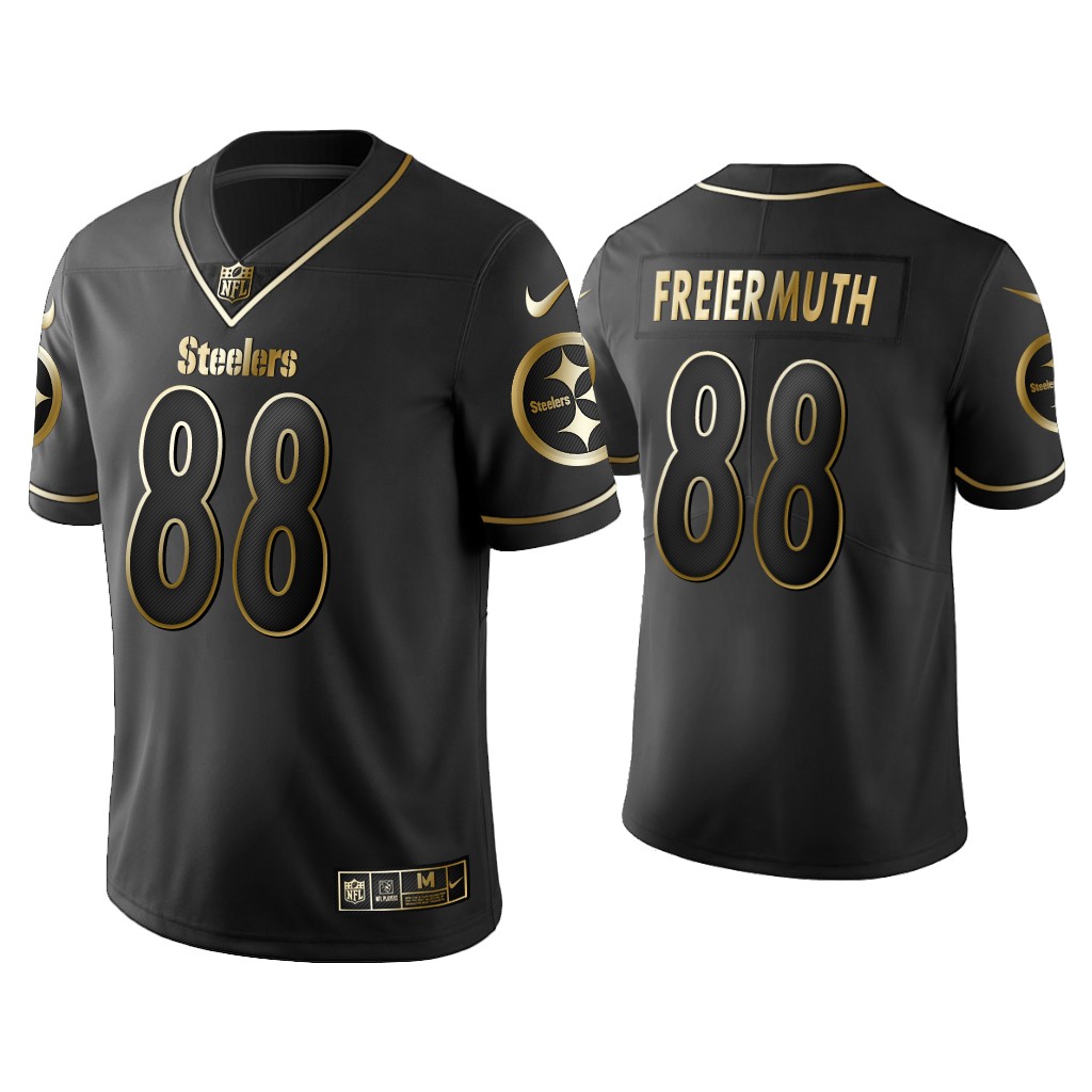 Men’s Pittsburgh Steelers #88 Pat Freiermuth Golden Edition Vapor Limited Black Jersey