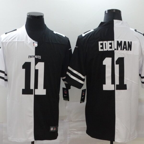 Men’s New England Patriots #11 Julian Edelman White Black Peaceful Coexisting 2020 Vapor Untouchable Stitched NFL Nike Limited Jersey