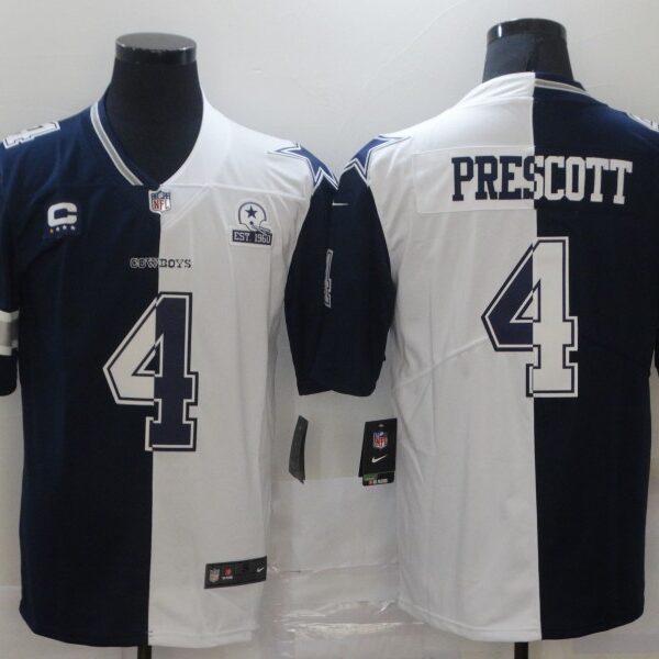 Men’s Dallas Cowboys #4 Dak Prescott Blue White Two Tone 2021 Vapor Untouchable Stitched NFL Nike Limited Jersey