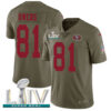 Nike 49ers #81 Jordan Matthews Olive Super Bowl LIV 2020 Men’s Stitched NFL Limited 2017 Salute To Service Jersey