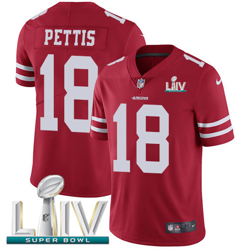 Nike 49ers #18 Dante Pettis Red Super Bowl LIV 2020 Team Color Men’s Stitched NFL Vapor Untouchable Limited Jersey