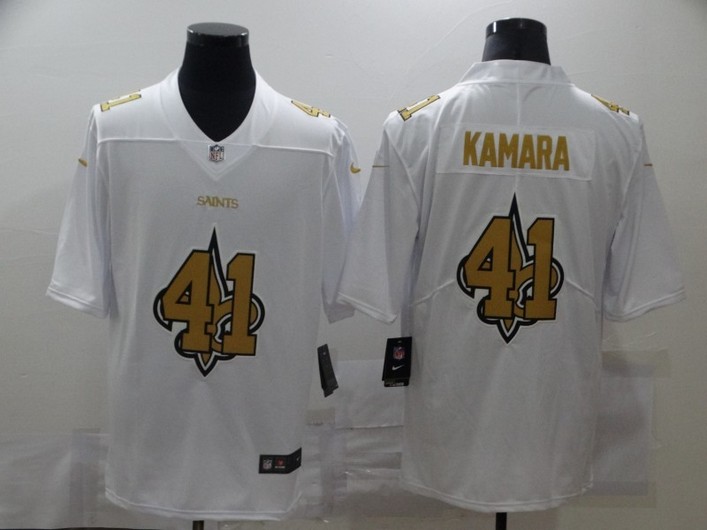 Men’s New Orleans Saints #41 Alvin Kamara White 2020 Shadow Logo Vapor Untouchable Stitched NFL Nike Limited Jersey