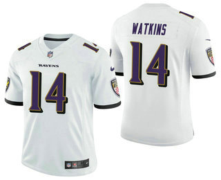 Men’s Baltimore Ravens #14 Sammy Watkins White 2021 Vapor Untouchable Stitched NFL Nike Limited Jersey