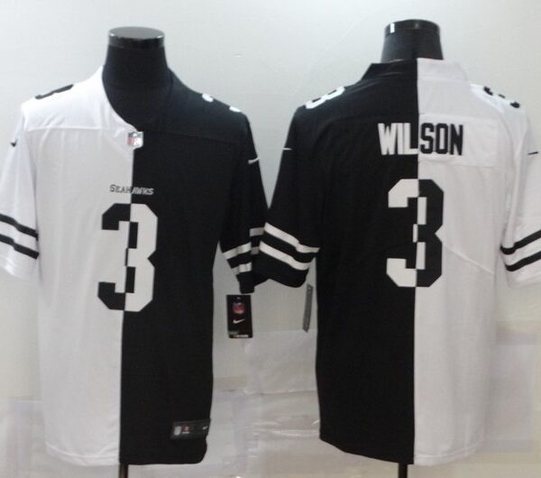 Men’s Seattle Seahawks #3 Russell Wilson White Black Peaceful Coexisting 2020 Vapor Untouchable Stitched NFL Nike Limited Jersey