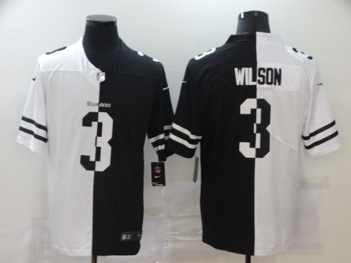 Men’s Seattle Seahawks #3 Russell Wilson White Black Peaceful Coexisting 2020 Vapor Untouchable Stitched NFL Nike Limited Jersey