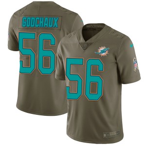Nike Miami Dolphins #56 Davon Godchaux Men’s Limited Green 2017 Salute to Service Jersey
