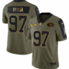 Men’s Olive San Francisco 49ers #97 Nick Bosa 2021 Camo Salute To Service Golden Limited Stitched Jersey
