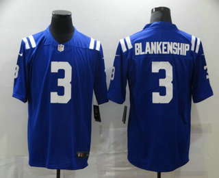 Men’s Indianapolis Colts #3 Rodrigo Blankenship Royal Blue 2020 Vapor Untouchable Stitched NFL Nike Limited Jersey