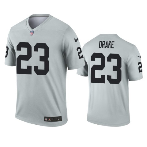Men’s Las Vegas Raiders #23 Kenyan Drake Silver Inverted Legend Nike Jersey