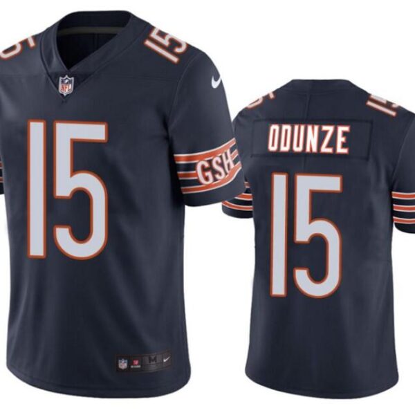 Men’s Chicago Bears #15 Rome Odunze Navy 2024 Draft Vapor Stitched Football Jersey