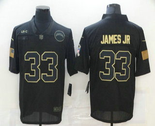 Men’s Los Angeles Chargers #33 Derwin James Jr Black 2020 Salute To Service Stitched NFL Nike Limited Jersey