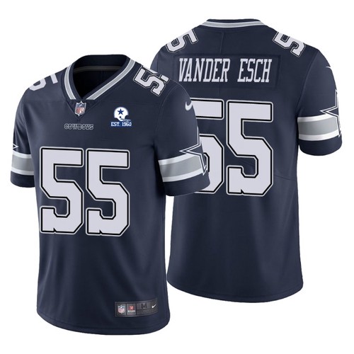 Men’s Dallas Cowboys #55 Leighton Vander Esch 60th Anniversary Navy Vapor Untouchable Stitched NFL Nike Limited Jersey