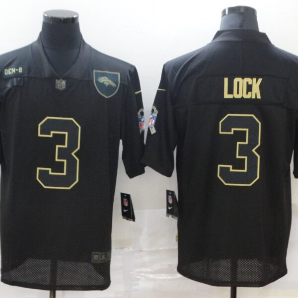 Men’s Denver Broncos #3 Drew Lock Black 2020 Salute To Service Stitched NFL Nike Limited Jersey