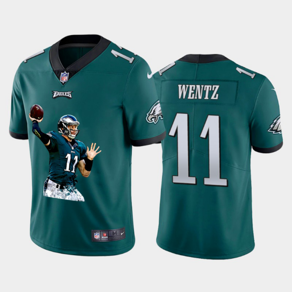 Men’s Philadelphia Eagles #11 Carson Wentz Midnight Green Player Portrait Edition 2020 Vapor Untouchable Stitched NFL Nike Limited Jersey 3