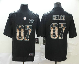 Men’s Kansas City Chiefs #87 Travis Kelce 2019 Black Statue Of Liberty Stitched NFL Nike Limited Jersey