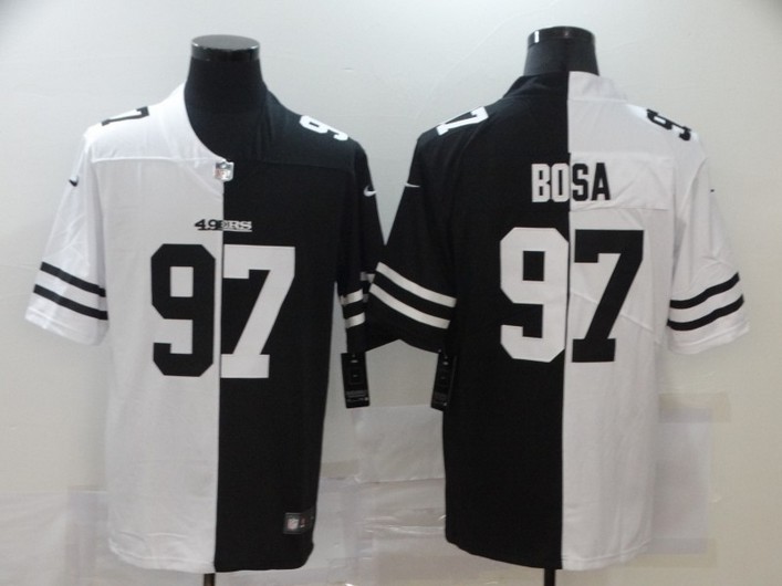 Men’s San Francisco 49ers #97 Nick Bosa White Black Peaceful Coexisting 2020 Vapor Untouchable Stitched NFL Nike Limited Jersey