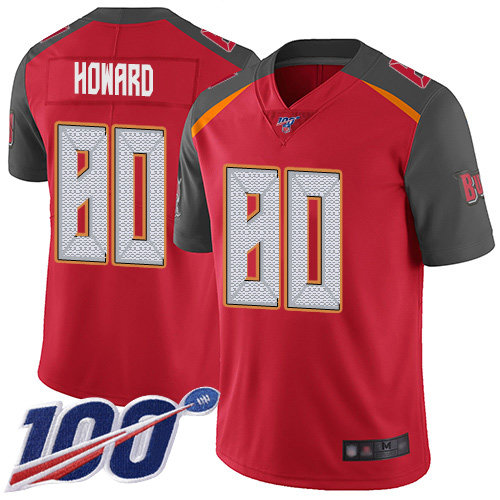 Nike Buccaneers #80 O. J. Howard Red Team Color Men’s Stitched NFL 100th Season Vapor Limited Jersey