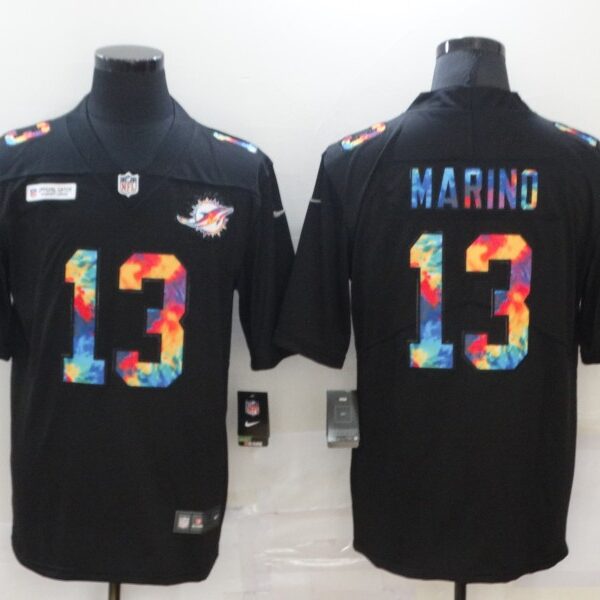 Men’s Miami Dolphins #13 Dan Marino Multi-Color Black 2020 NFL Crucial Catch Vapor Untouchable Nike Limited Jersey