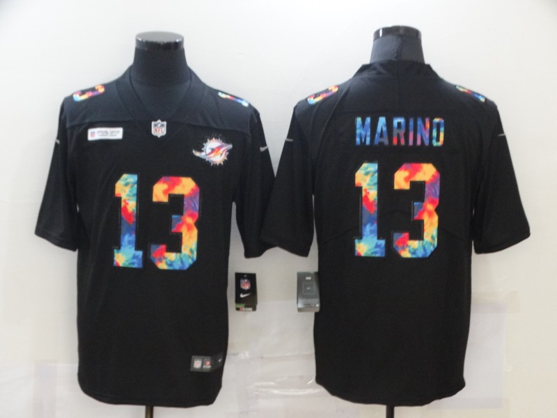Men’s Miami Dolphins #13 Dan Marino Multi-Color Black 2020 NFL Crucial Catch Vapor Untouchable Nike Limited Jersey