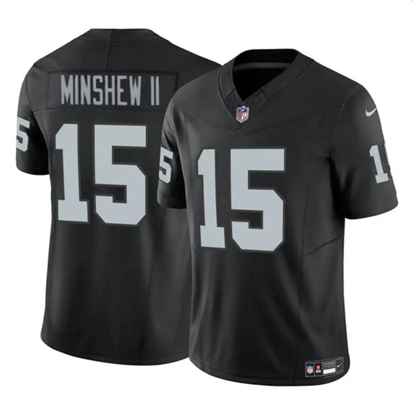 Men’s Las Vegas Raiders #15 Gardner Minshew II Black 2024 F.U.S.E. Football Stitched Jersey