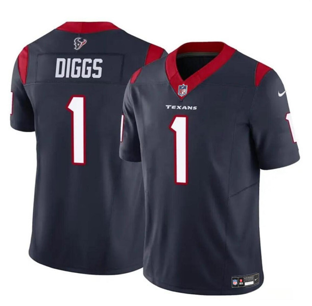 Men’s Houston Texans #1 Stefon Diggs Navy 2024 F.U.S.E Vapor Untouchable Limited Football Stitched Jersey