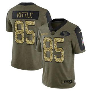Men’s Olive San Francisco 49ers #85 George Kittle 2021 Camo Salute To Service Limited Stitched Jersey