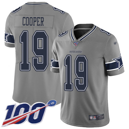 Nike Cowboys #19 Amari Cooper Gray Men’s Stitched NFL Limited Inverted Legend 100th Season Jersey